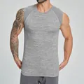 Men's grey cationic seamless sports vest, breathable and quick-dry for fitness. - S / Tops / Birch Gray