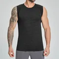 Men's dark grey cationic seamless athletic tank top for fitness training and gym - S / Tops / Premium Black