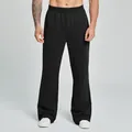 Stylish men's black flared wide-leg sports pants for fitness training and casual wear. - S / Bottoms / Premium Black