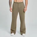 Stylish men's olive brown flared wide leg sweatpants for fitness training and casual wear - S / Bottoms / Olive Yellow