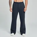 Stylish men's wide-leg flare sweatpants in navy blue for casual fitness and training. - S / Bottoms / Dark Navy