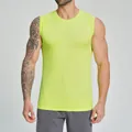 Athletic men's neon green seamless quick-dry breathable cationic sport tank top vest - Fluorescent Green