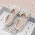 Elegante funkelnde Prinzessinnenschuhe für Mädchen in Creme mit Strass-Schleife - 23 / Gebrochenes Weiß