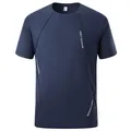 Dunkelblaues Herren Sport T-Shirt, schnelltrocknend mit Night Exercise Print Design. - XS / Oberteile / Dunkelblau