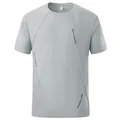 T-shirt sportiva da uomo grigio chiaro, asciugatura rapida per fitness e corsa - Grigio chiaro
