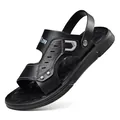 Sandalias de playa antideslizanti para hombre en color negro con correa y suela blanda - Negro