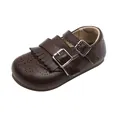 Classic vintage dark brown girls' leather shoes with fringe and brogue details for kids - Size 21 Inner Length 13.5CM / Coffee