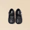 Elegant quilted black Mary Jane princess shoes for girls with pearl buckle detail - Black