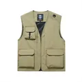 Men's functional multi-pocket outdoor vest for fishing and photography in khaki color - S / Tops / Khaki