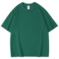 Professional dark green men's short-sleeved T-shirt with dropped shoulder style - S / Tops / Dark Green