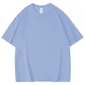 Minimalist light blue men's short-sleeved T-shirt with a slight drop shoulder fit - S / Tops / Sky Blue