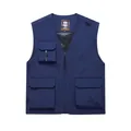 Men's navy blue outdoor multi-pocket utility fishing vest with mesh lining - S / Tops / Navy Blue