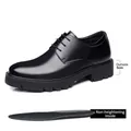 Herren Business-Schuhe aus schwarzem Leder mit einer 5 cm dicken Sohle und Standard-Einlegesohle - 37 / Flacher Ganzjahres-Stil (7106) / Schwarz