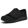 Comode scarpe da passeggio in rete nera da donna con ampia chiusura in velcro regolabile - Nero