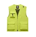 Men's outdoor multi-pocket fishing and photography vest in vibrant lime green finish - Neon Yellow
