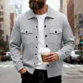 Veste homme gris clair coupe ajustée décontractée avec revers et doubles poches - Gris clair