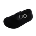 Elegantes zapatos de princesa Mary Jane de terciopelo negro para niñas con hebillas - Negro