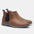 Classici stivali Chelsea marroni da uomo con pannelli laterali elastici e suola resistente. - 40 / Marrone (KD5407)