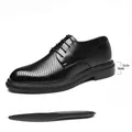 Klassische schwarze Leder-Business-Schuhe mit 3 cm Sohle und flacher Einlegesohle - 37 / Schwarz Durchbrochener Stil (788-1) / Schwarz