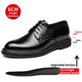 Schwarze geprägte Leder-Anzugschuhe für Herren mit 6 cm erhöhten Einlegesohlen und Sohle - 37 / 6CM Größenverändernder Ganzjahresstil (789) / Schwarz