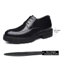 Zapatos de vestir clásicos para hombre en cuero negro con suela de plataforma de 5 cm - 37 / Negro Plano Cuatro Estaciones (8106)