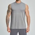 Men's grey seamless quick-dry sports tank top for gym fitness and running training - S / Tops / Birch Gray