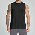 Black men's seamless quick-dry sports tank top for gym fitness and running training - S / Tops / Premium Black