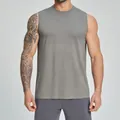 Men's grey seamless quick-dry breathable sleeveless athletic fitness training tank top - S / Tops / Dark Gray