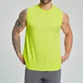 Vibrant neon green seamless men's fitness tank top for gym training and running workouts - Neon Yellow
