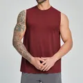 Men's seamless quick-dry maroon fitness tank top for workout and running sessions - Retro Copper