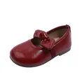 Elegant red patent leather girl's princess shoe with large bow detail - Red