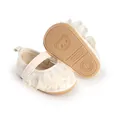 Close-up of baby girl lace princess shoes showing quilted upper and non-slip sole - Insole Length 11cm / White