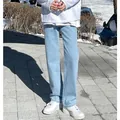 Men's light blue straight leg denim jeans in a relaxed casual streetwear style look - 28 / Bottoms / Light Blue
