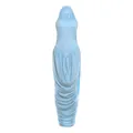Elegante abito lungo azzurro senza maniche a collo alto con raffinati dettagli drappeggiati - Taglia S / Vestiti / Blu