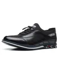 Zapatos casuales de cuero negro para hombre sin cordones con punta redonda y detalles - 38 / Negro