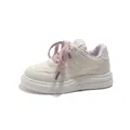 Fashionable girls' white sports shoes with purple laces and non-slip thick sole - Size 28 (18.0cm) / Purple