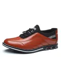 Mocasines clásicos de cuero marrón para hombre con diseño bajo y detalles deportivos - 38 / Marrón
