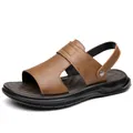Sandalias playeras marrones para hombre con diseño versátil de dos posiciones para verano - 38 / Marrón
