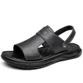 Sandalias negras para hombre, antideslizantes, diseño casual de dos usos para playa. - 38 / Negro
