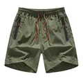 Pantalones cortos de playa verde oliva de secado rápido para hombre con cordón y cremallera - S / Bottoms / Verde Militar