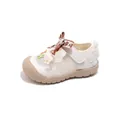 Zapatos de malla blanca para bebés niñas con bordado floral y detalle de lazo elegante - Tallas 23-27 Pack de 5 / Blanco Roto