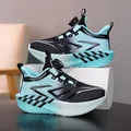 Atmungsaktive Jungen-Sportschuhe im blau-schwarzen Farbverlauf mit Drehverschluss - Schwarz Mond Cyan