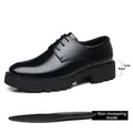 Klassische schwarze Business-Lederschuhe für Herren mit 5 cm dicker Sohle und Einlegesohle. - 37 / Ganzjahres Flacher Stil (7106) / Schwarz