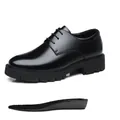 Schwarze Herren-Business-Schuhe aus Leder mit 8 cm hoher Einlegesohle - 37 / Ganzjahres 8CM Höhenvergrößerung Stil (7107) / Schwarz