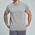 Camiseta deportiva gris para hombre de algodón orgánico de alta calidad fitness - S / Tops / Gris Mezcla