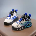 Boys' functional sports shoes with rotary buckle closure and anti-slip soft sole - Size 26-31 (Pack of 6) / Blue