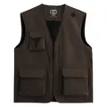 Gilet de travail marron polyvalent avec plusieurs poches pour extérieur et photo - Café