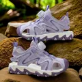 Purple children's closed-toe sandals with rotary dial lacing and non-slip sole - 28 / Crystal Purple