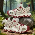 Children's non-slip toed-in sports beach sandals in white and burgundy for outdoor hiking - 28 / Rice Red
