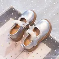 Metallic silver girls' princess shoes with organza bow and pearl lace trim for parties - 26 / Silver